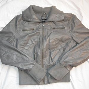 Grey Faux-Leather Jacket